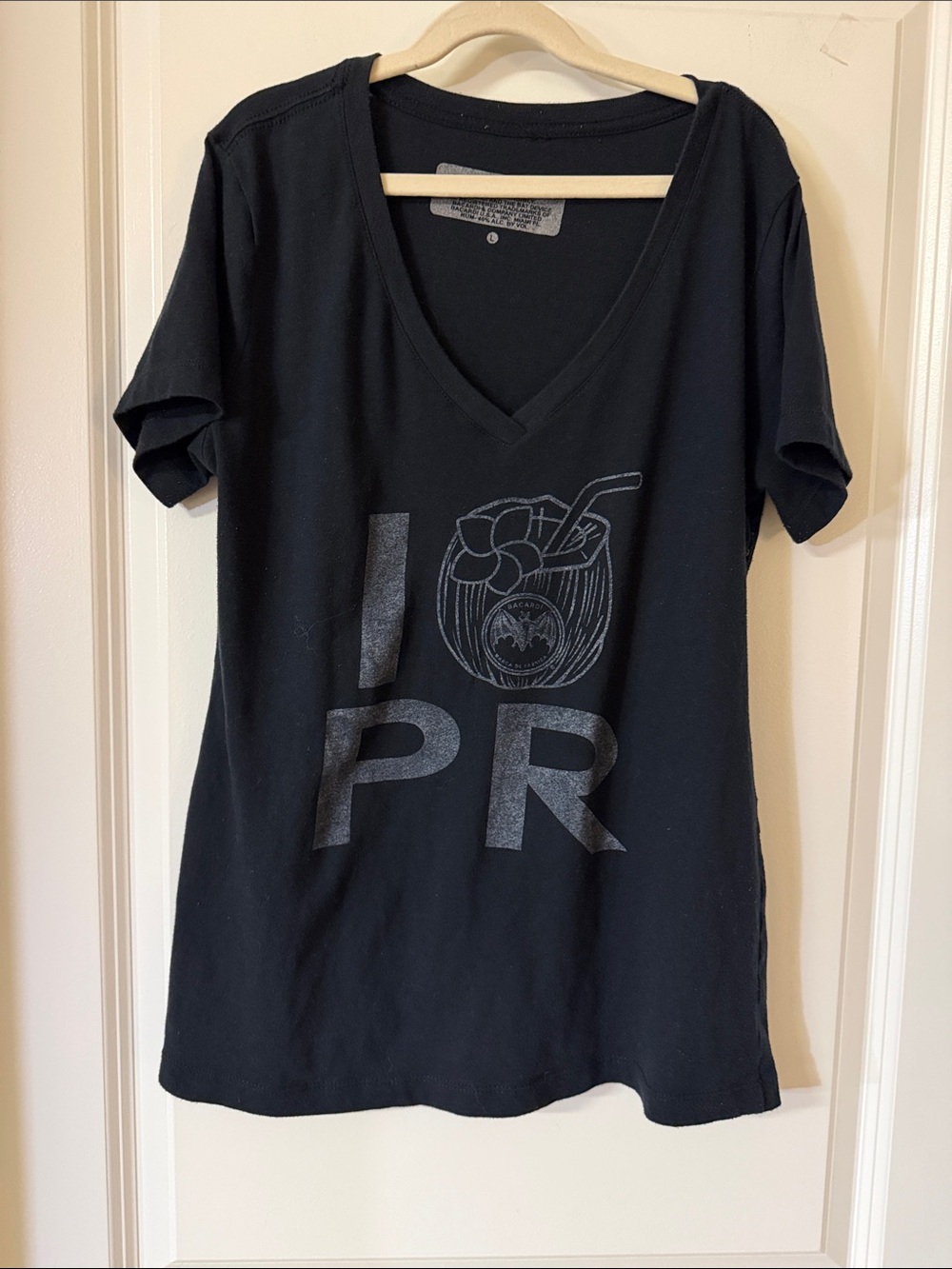 Women's Black V-Neck Short Sleeve Graphic Tee